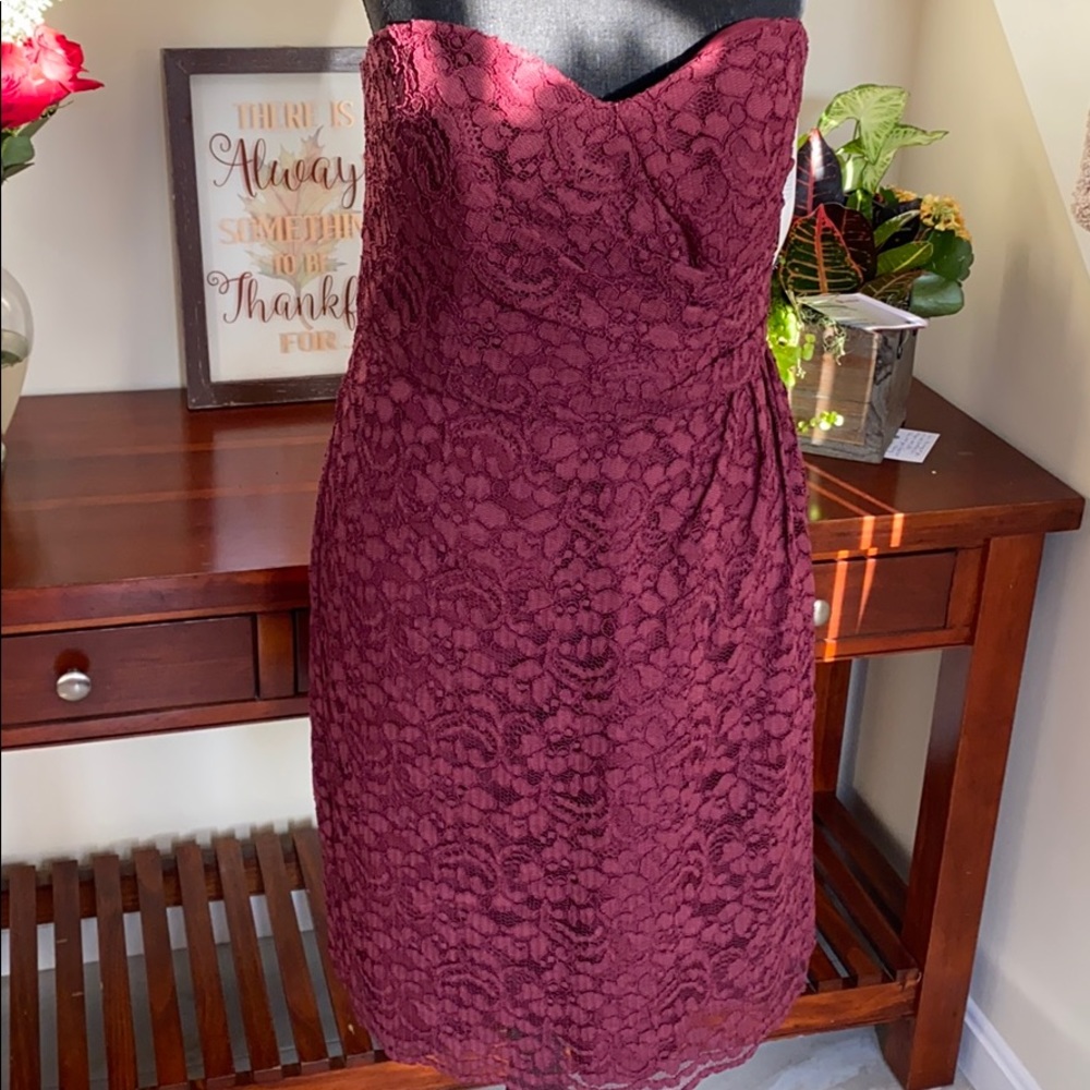 David’s Bridal Strapless Lace Dress